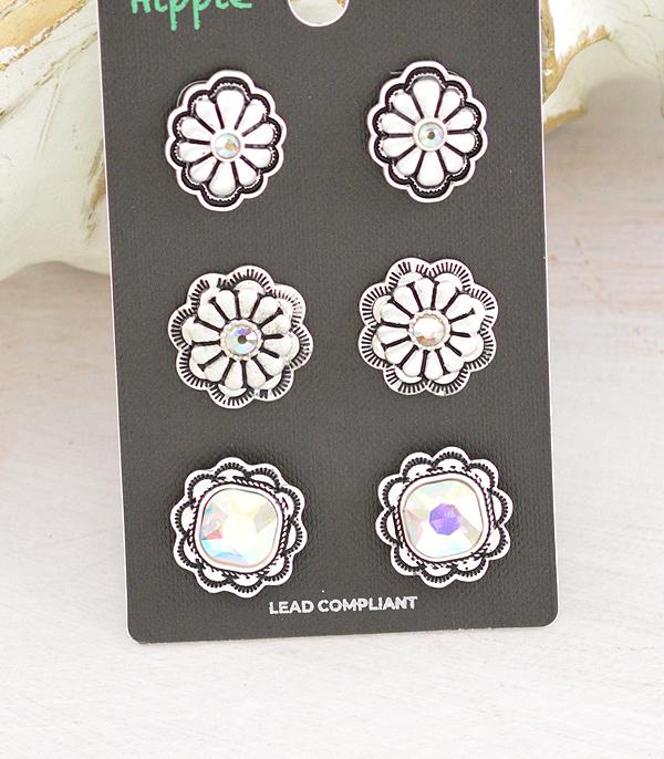 WHAT'S NEW :: Wholesale Western Concho 3PC Set Earrings