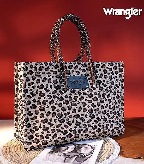 MONTANAWEST BAGS :: WESTERN PURSES :: Wholesale Wrangler Leopard Print Large Canvas Tote