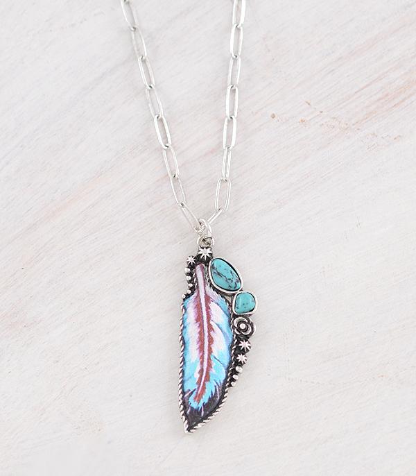 New Arrival :: Wholesale Western Feather Pendant Necklace