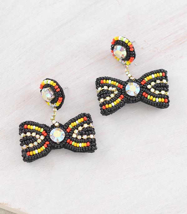 EARRINGS :: TRENDY EARRINGS :: Wholesale Western Beaded Bow Dangle Earrings