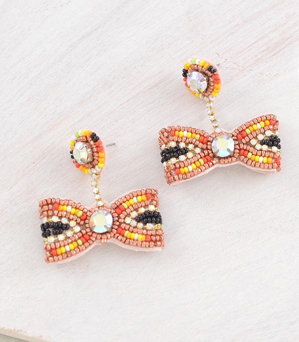 New Arrival :: Wholesale Western Beaded Bow Dangle Earrings