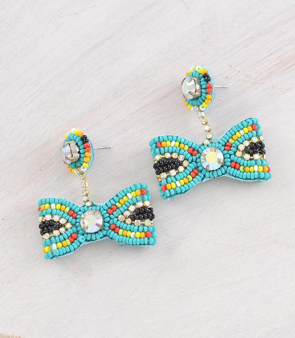 New Arrival :: Wholesale Western Beaded Bow Dangle Earrings