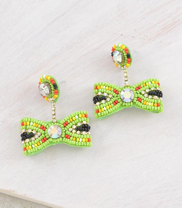 New Arrival :: Wholesale Western Beaded Bow Dangle Earrings