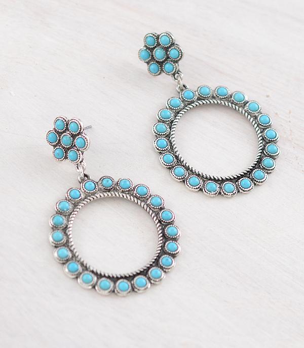 New Arrival :: Wholesale Western Turquoise Concho Hoop Earrings