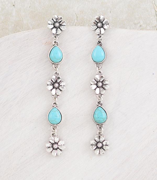 WHAT'S NEW :: Wholesale Western Turquoise Flower Drop Earrings