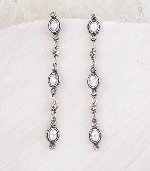 EARRINGS :: WESTERN POST EARRINGS :: Wholesale Western AB Stone Drop Earrings