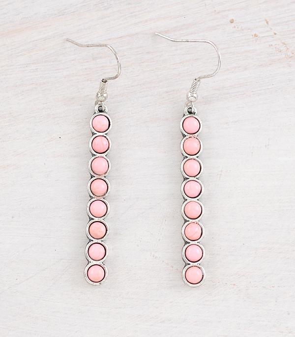 EARRINGS :: WESTERN HOOK EARRINGS :: Wholesale Western Pink Stone Drop Earrings