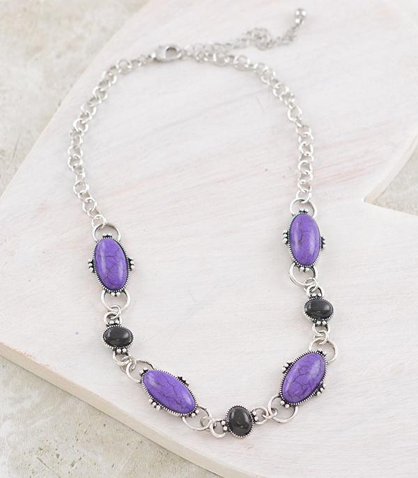 New Arrival :: Wholesale Western Purple Stone Necklace