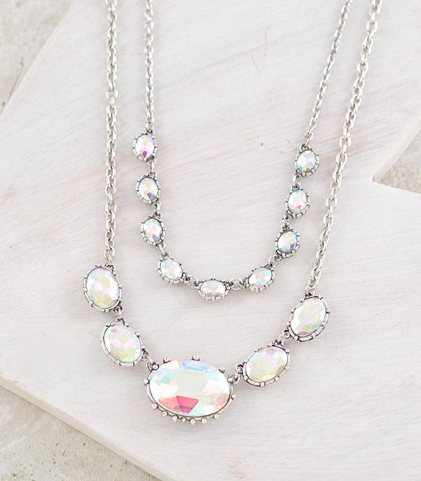 New Arrival :: Wholesale Glass Stone Layered Necklace