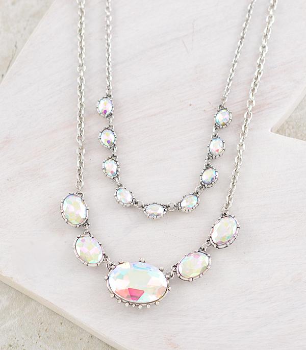 NECKLACES :: TRENDY :: Wholesale Glass Stone Layered Necklace