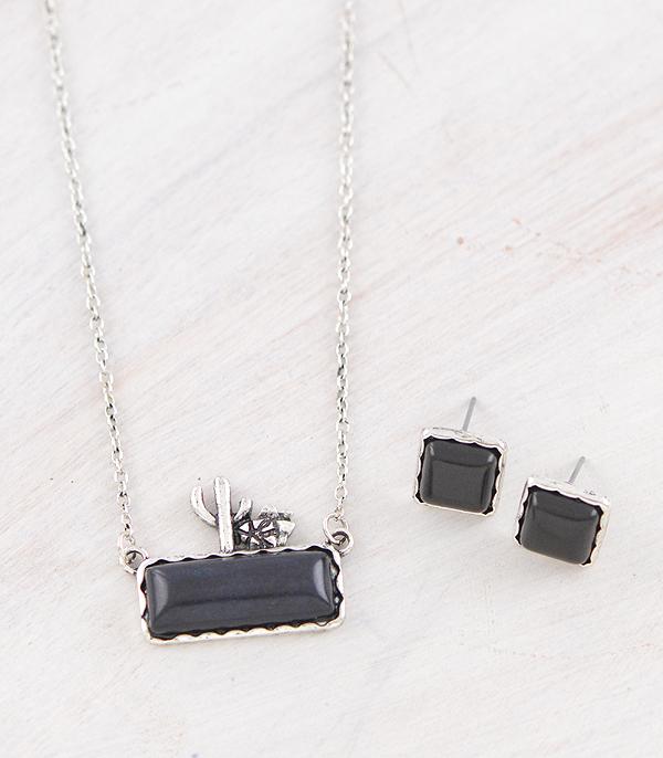 NECKLACES :: CHAIN WITH PENDANT :: Wholesale Western Cactus Bar Necklace Set