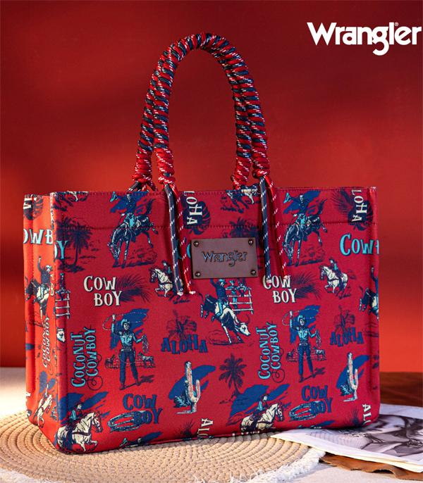 New Arrival :: Wholesale Wrangler Cowboy Print Canvas Tote