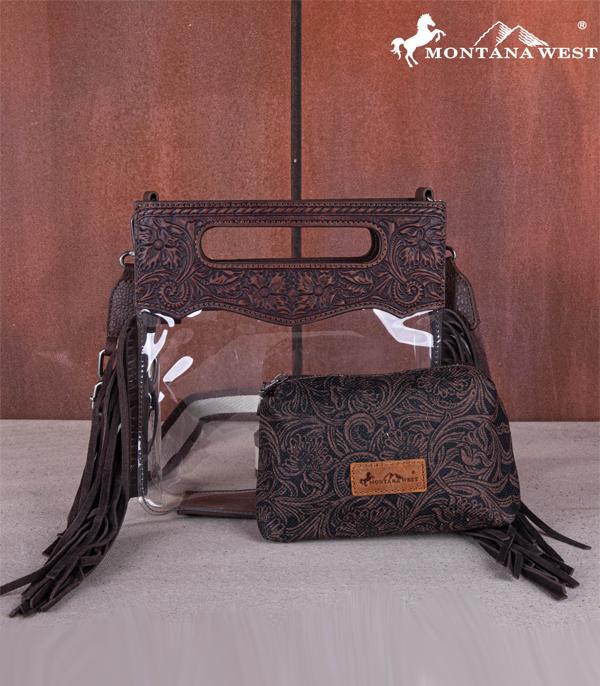 MONTANAWEST BAGS :: WESTERN PURSES :: Wholesale Montana West Fringe Clear Crossbody Bag