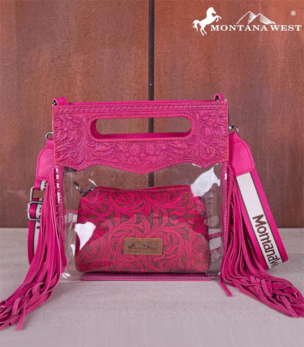 MONTANAWEST BAGS :: WESTERN PURSES :: Wholesale Montana West Fringe Clear Crossbody Bag