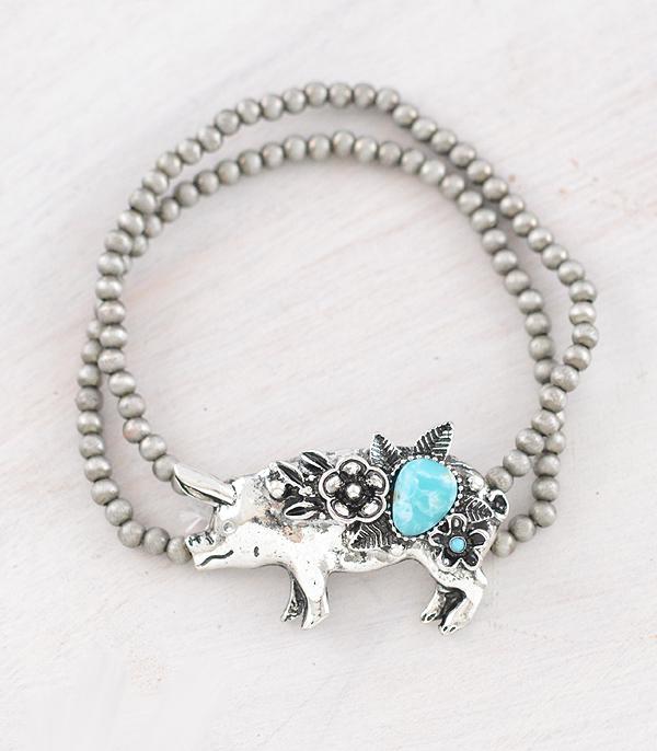 BRACELETS :: STRETCH-BEAD :: Wholesale Turquoise Pig Bracelet