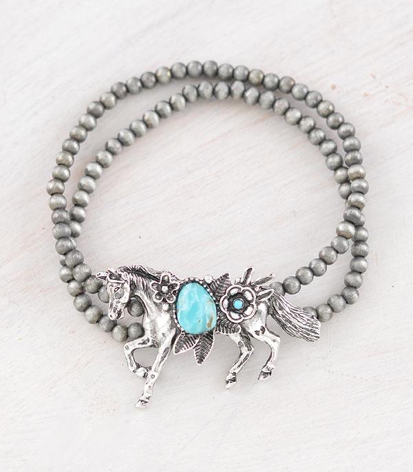 BRACELETS :: STRETCH :: Wholesale Western Turquoise Horse Bracelet