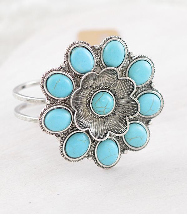 New Arrival :: Wholesale Western Turquoise Flower Concho Bracelet