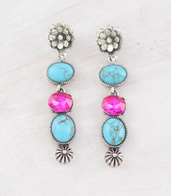 EARRINGS :: WESTERN POST EARRINGS :: Wholesale Tipi Brand Turquoise Glass Stone Earring