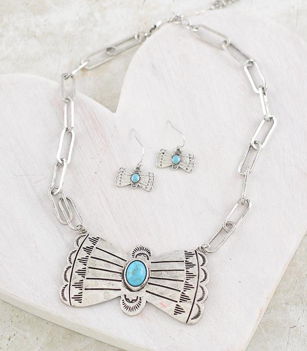 NECKLACES :: CHAIN WITH PENDANT :: Wholesale Tipi Brand Butterfly Concho Necklace Set