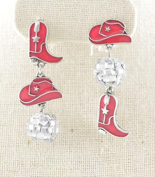 EARRINGS :: WESTERN POST EARRINGS :: Wholesale Western Cowboy Boot Hat Earrings