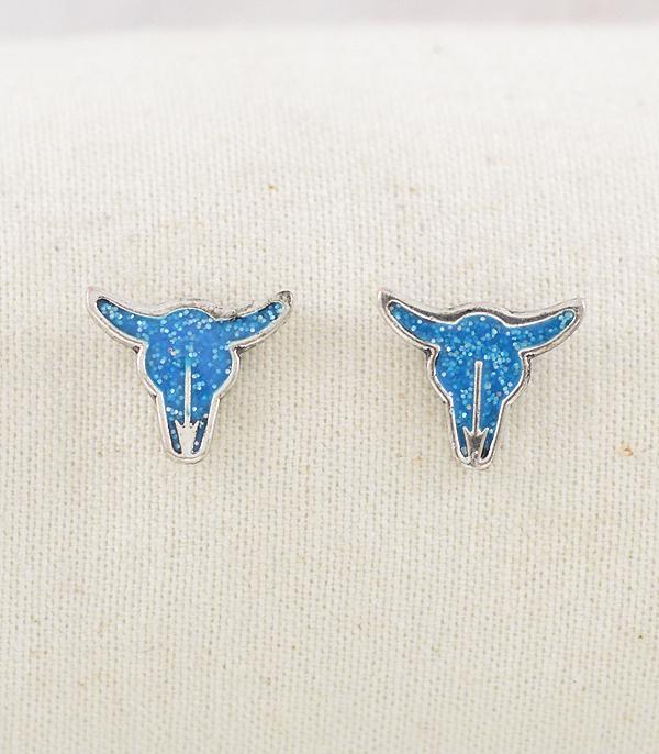 EARRINGS :: WESTERN POST EARRINGS :: Wholesale Western Steer Skull Stud Earrings