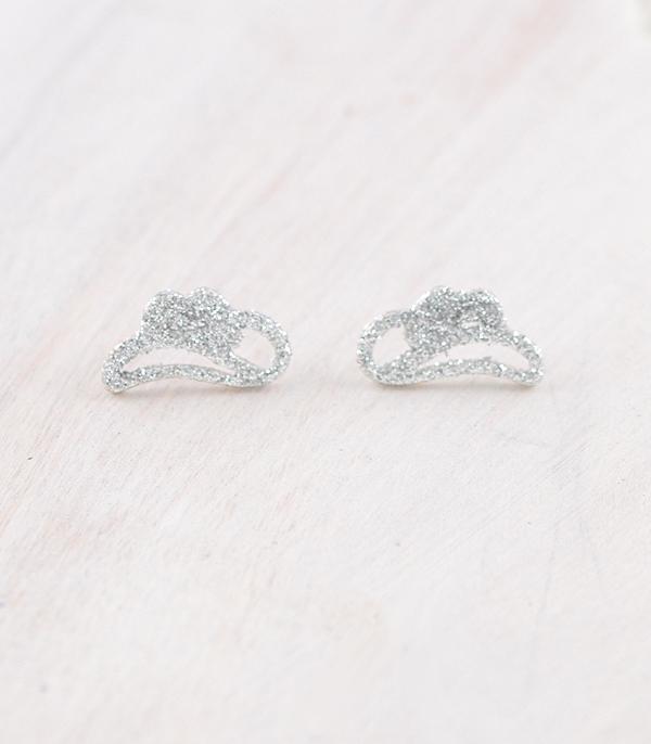 New Arrival :: Wholesale Glitter Cowboy Hat Stud Earrings