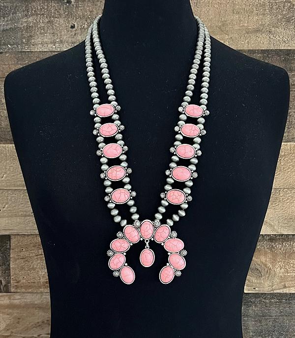 WHAT'S NEW :: Wholesale Pink Stone Squash Blossom Necklace