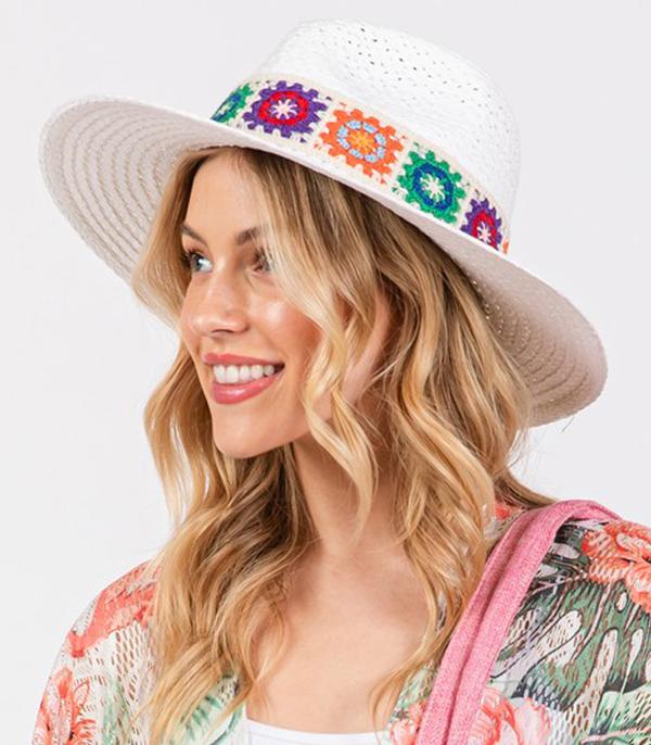 New Arrival :: Wholesale Boho Crochet Band Straw Hat