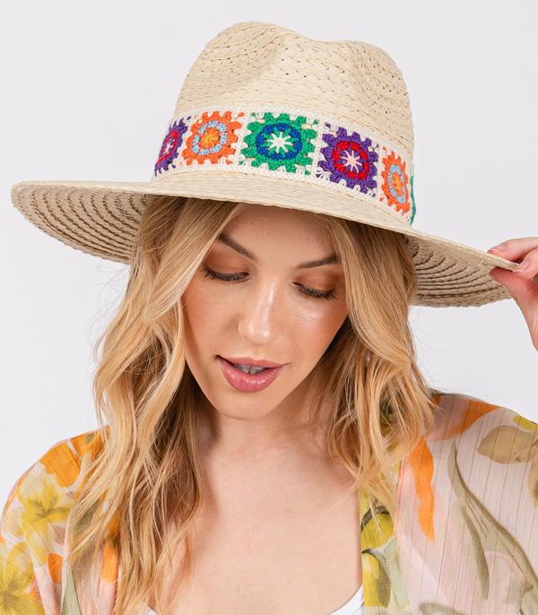 New Arrival :: Wholesale Boho Crochet Band Straw Hat