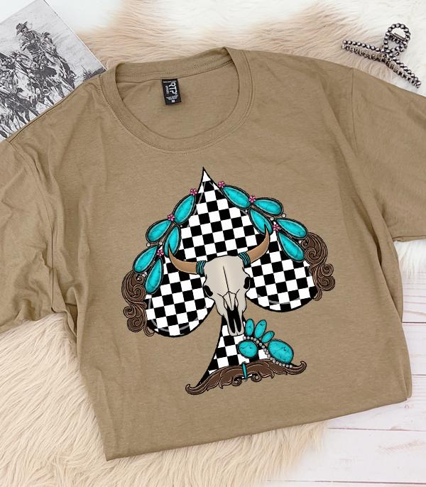 New Arrival :: Wholesale Western Checkered Spade Oversized Tee