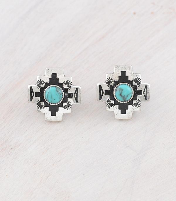 New Arrival :: Wholesale Western Aztec Concho Earrings
