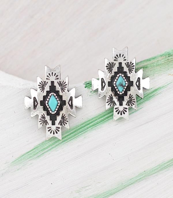 New Arrival :: Wholesale Western Aztec Concho Earrings