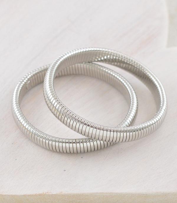 BRACELETS :: STRETCH-BEAD :: Wholesale Flex Snake Chain Bangle Bracelet Set