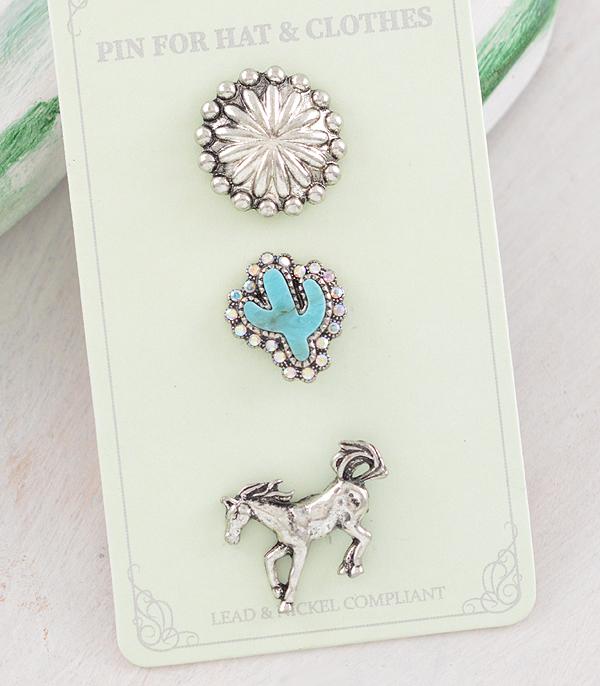 HATS I HAIR ACC :: HAT ACCESSORIES :: Wholesale 3PC Set Western Pin Set