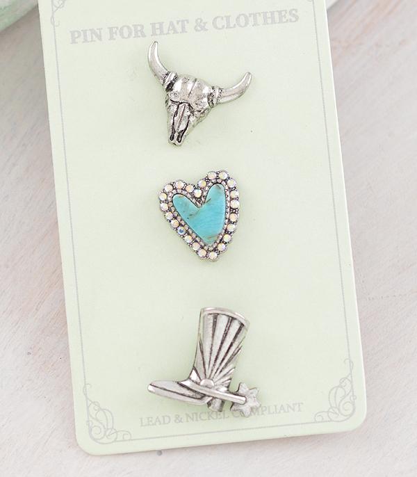 HATS I HAIR ACC :: HAT ACCESSORIES :: Wholesale 3PC  Western Pin Set