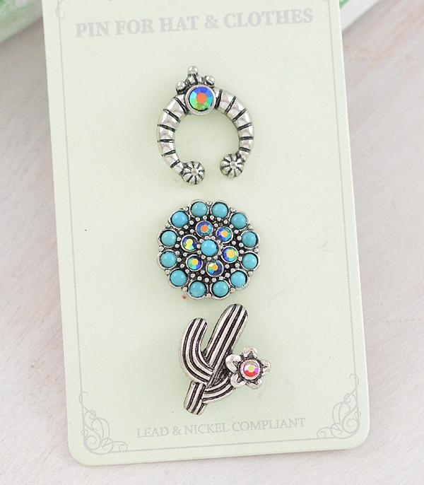 HATS I HAIR ACC :: HAT ACCESSORIES :: Wholesale 3PC Western Pin Set