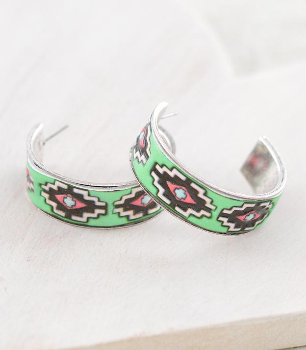 EARRINGS :: HOOP EARRINGS :: Wholesale Western Aztec Hoop Earrings