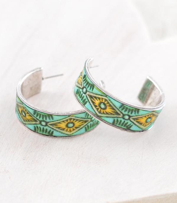 EARRINGS :: HOOP EARRINGS :: Wholesale Western Aztec Hoop Earrings