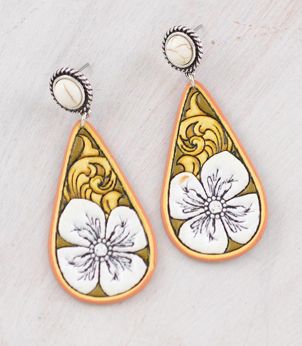 EARRINGS :: WESTERN POST EARRINGS :: Wholesale Western Flower Teardrop Earrings