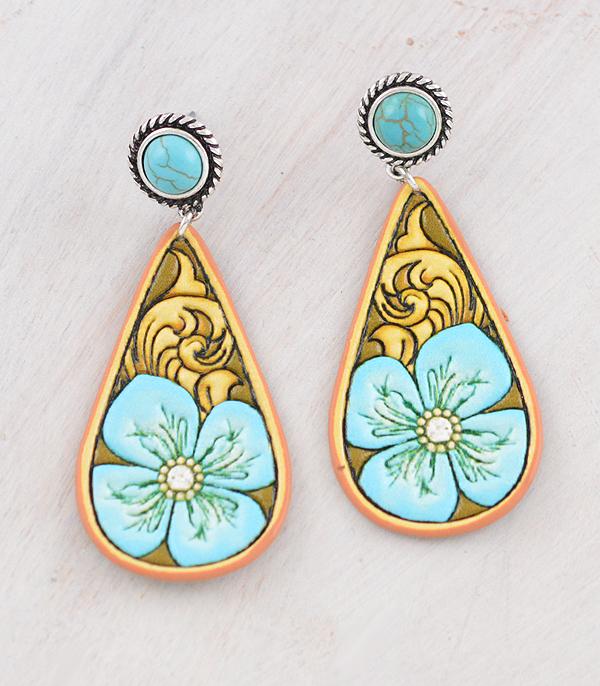 EARRINGS :: WESTERN POST EARRINGS :: Wholesale Western Flower Teardrop Earrings
