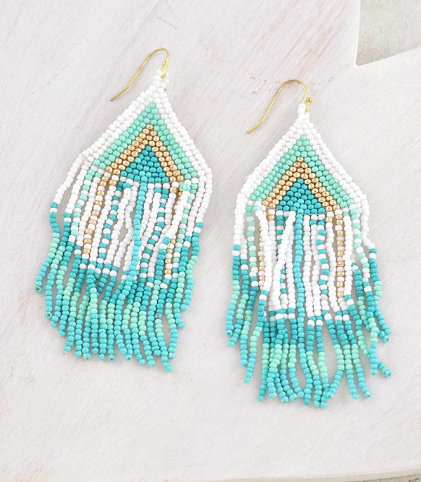 EARRINGS :: WESTERN HOOK EARRINGS :: Wholesale Boho Bead Tassel Earrings