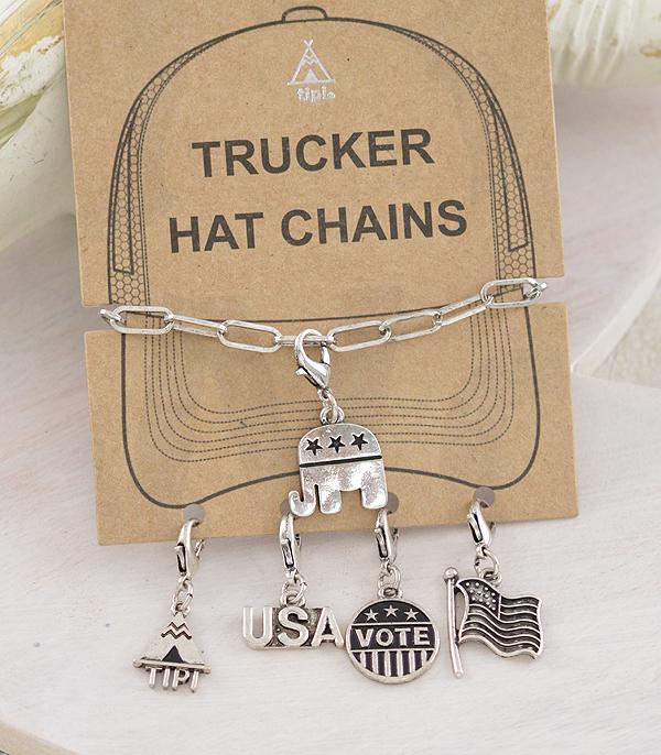 HATS I HAIR ACC :: HAT ACCESSORIES :: Wholesale Republican Party Trucker Hat Chain Charm