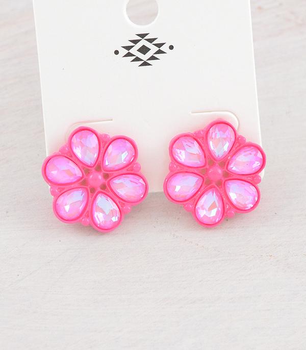 EARRINGS :: TRENDY EARRINGS :: Wholesale Iridescent Glass Stone Earrings