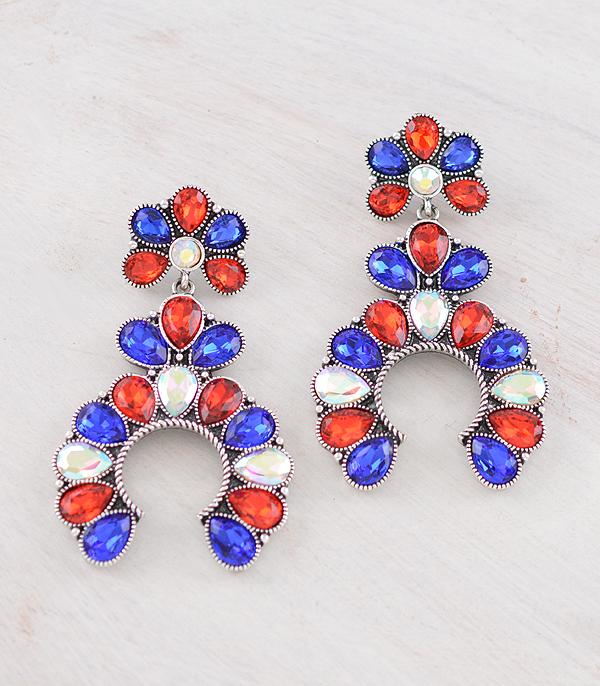 EARRINGS :: WESTERN SQUASH BLOSSOM EARRINGS :: Wholesale Patriotic Color Squash Blossom Earrings