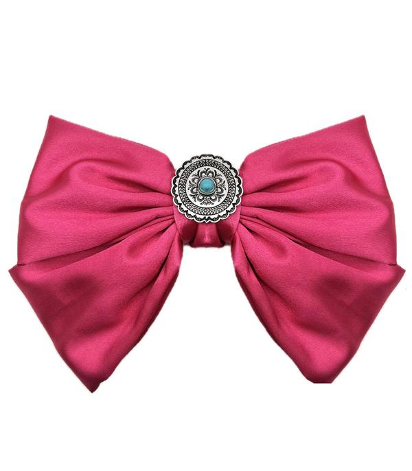 HATS I HAIR ACC :: HAIR ACCESSORIES :: Wholesale Western Concho Satin Hair Bow