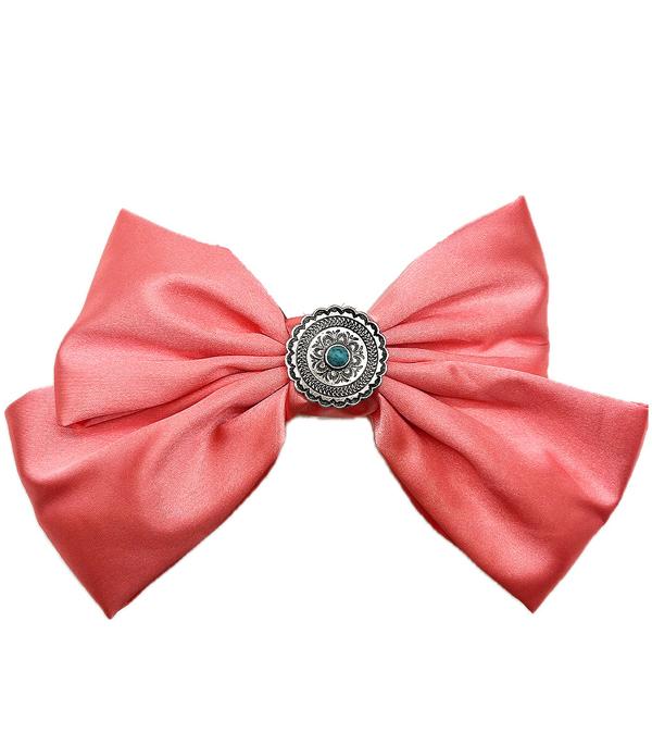 HATS I HAIR ACC :: HAIR ACCESSORIES :: Wholesale Western Concho Satin Hair Bow