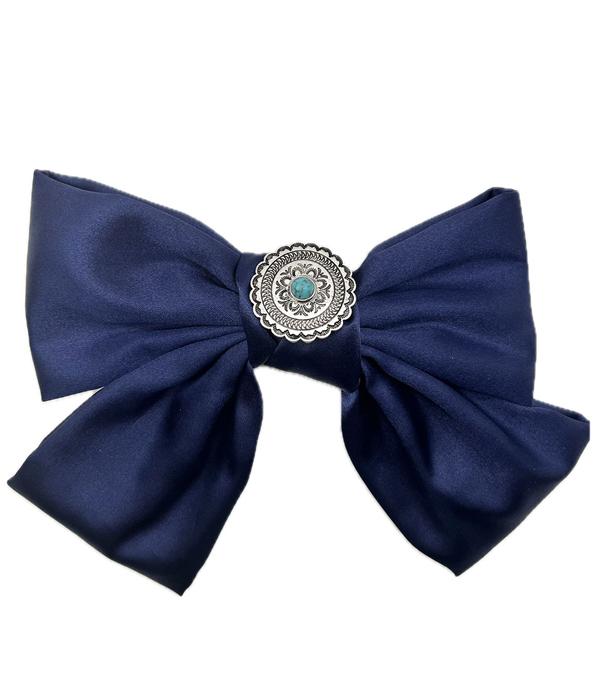 HATS I HAIR ACC :: HAIR ACCESSORIES :: Wholesale Western Concho Satin Hair Bow