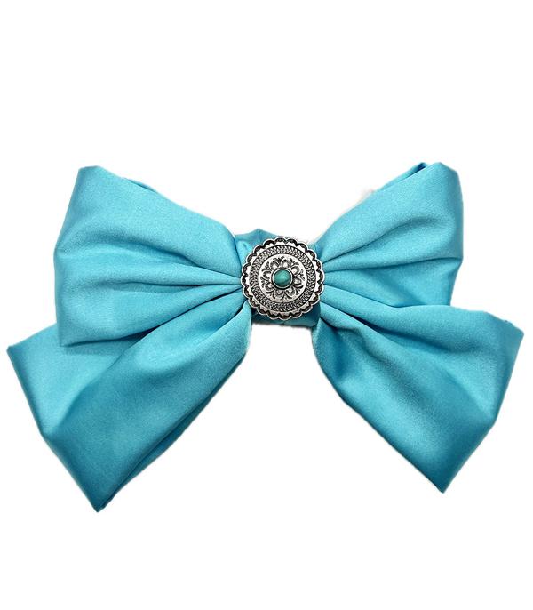 HATS I HAIR ACC :: HAIR ACCESSORIES :: Wholesale Western Concho Satin Hair Bow