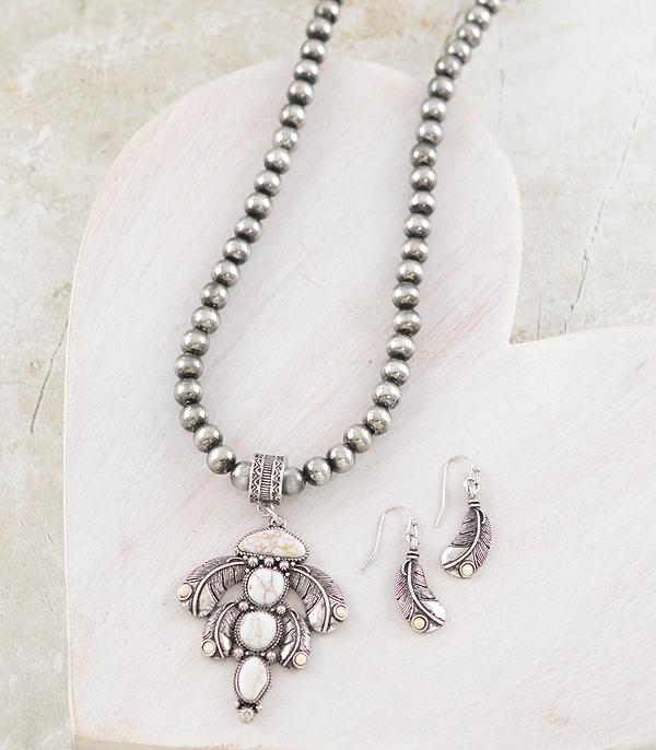 NECKLACES :: WESTERN TREND :: Wholesale Western Turquoise Feather Necklace Set