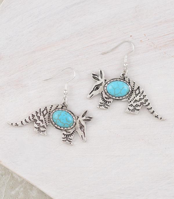 EARRINGS :: WESTERN HOOK EARRINGS :: Wholesale Western Turquoise Armadillo Earrings
